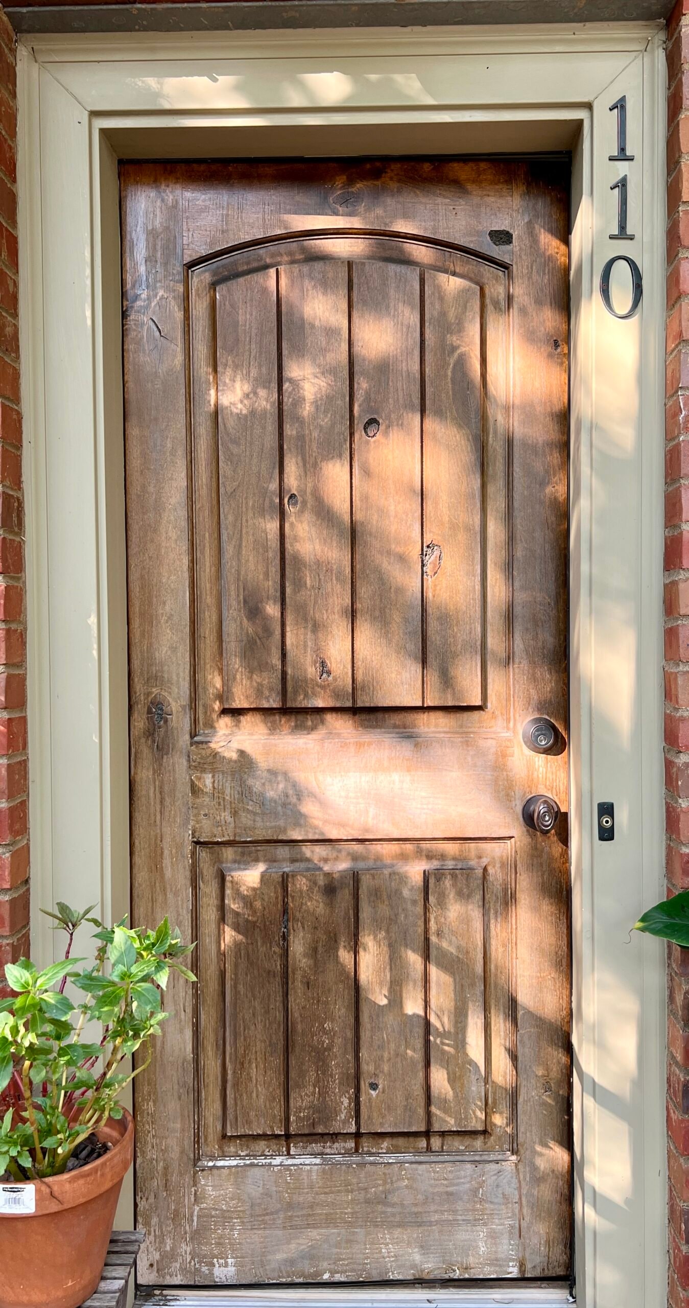 Old wooden door with a worn, weathered look