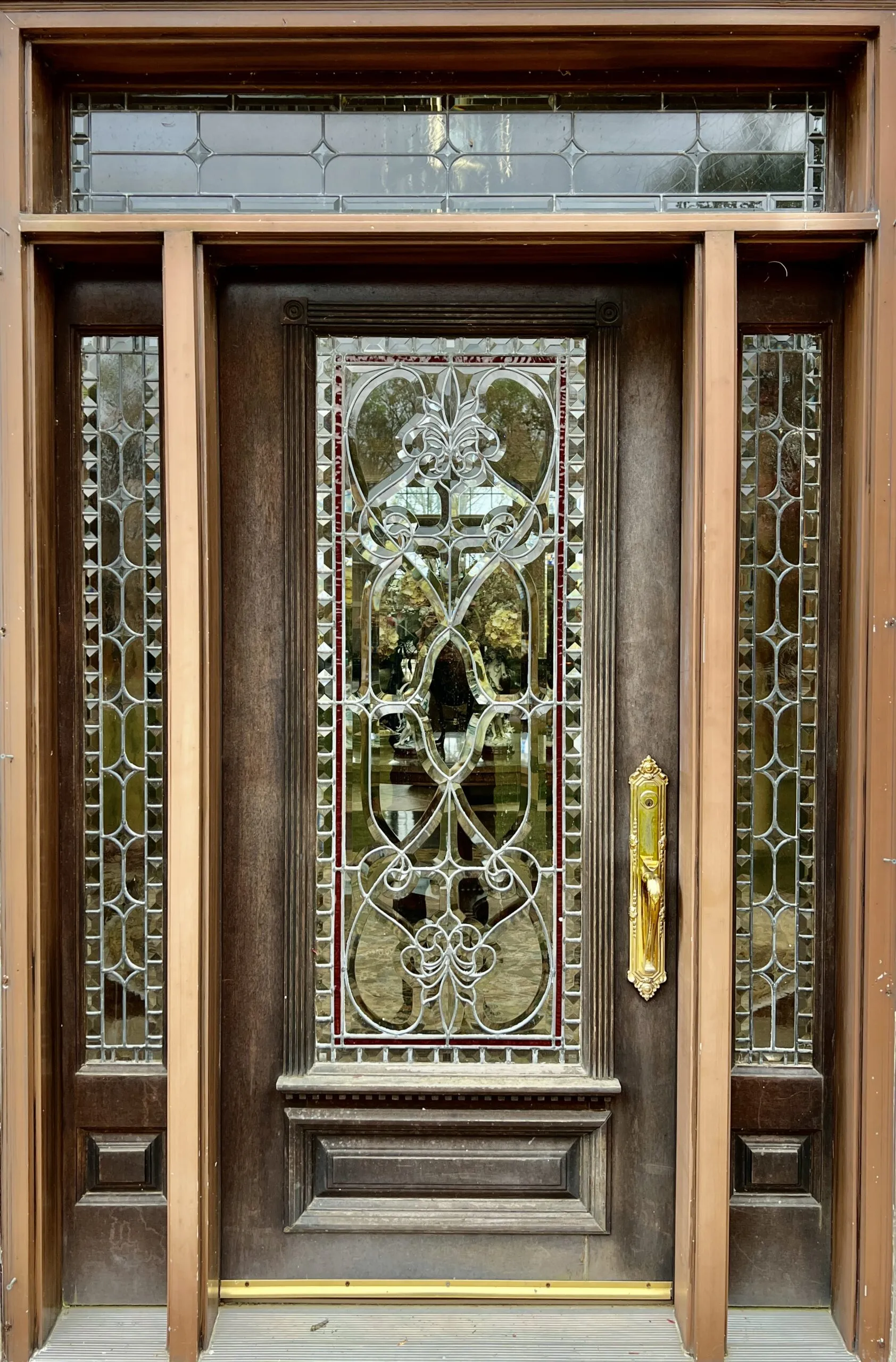 Old wooden door with weathered paint and rustic charm