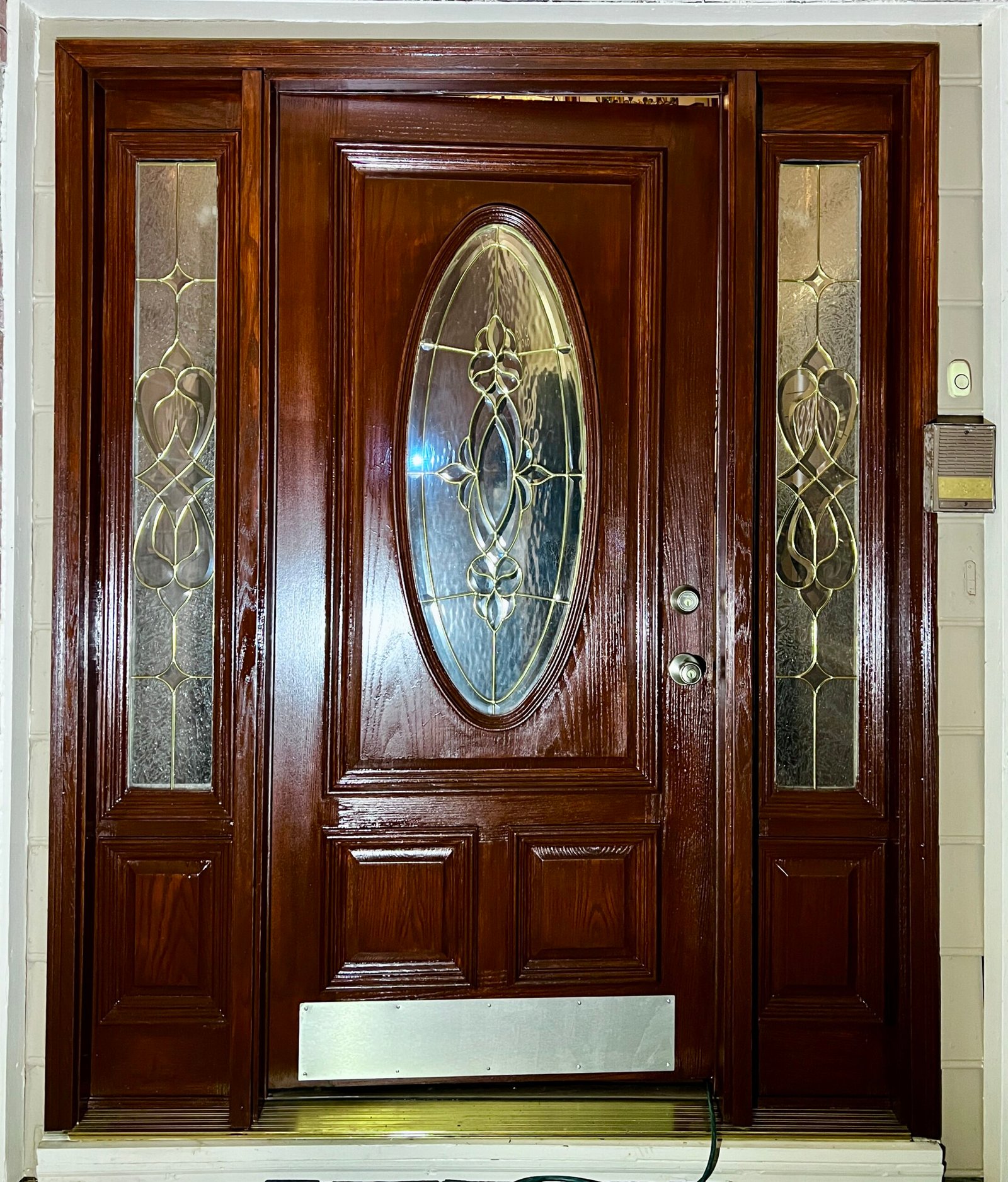 Restored wooden door with a smooth, polished finish