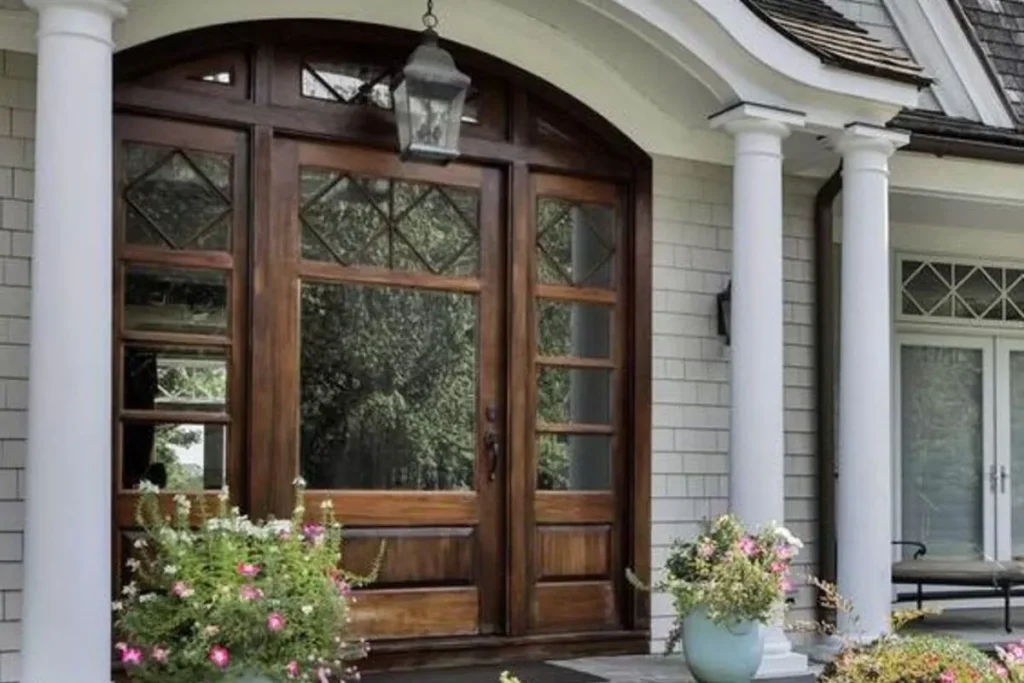 Vintage wooden door with a weathered finish