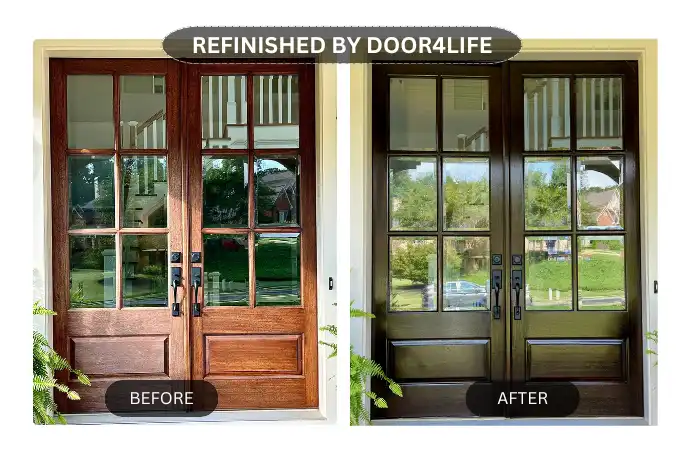 Comparison: weathered door on the left, rejuvenated door on the right.
