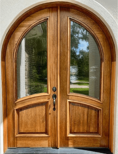 Revitalized wooden door with a sleek, renewed finish
